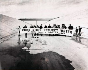 Locals welcome the first water to reach Kern County from the State Water Project in the California Aqueduct, 1968. SOURCE: Kern County Water Agency